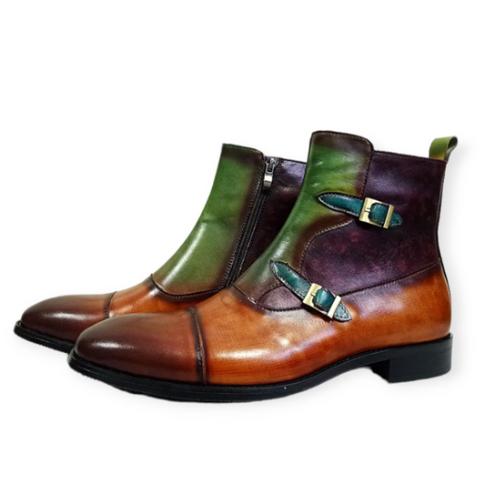 Ankle Boots Leather Mixed Colors Party Shoes For Men