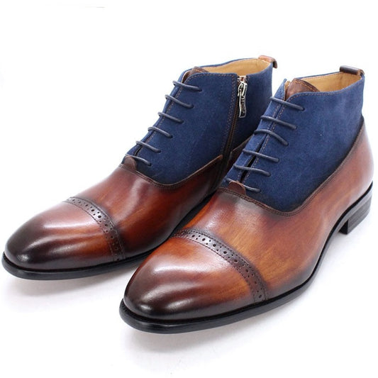 Ankle Boots British Style Genuine Leather Handmade For Men